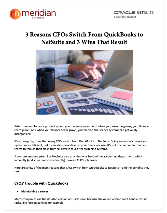 3 Reasons CFOs Switch from QuickBooks to NetSuite and 3 Wins That Result Image